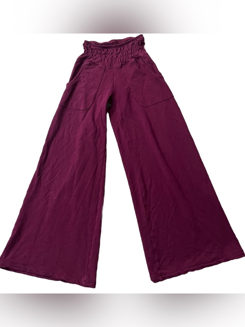 KiraGrace Burgundy Lyocell organic cotton Wide Leg Lounge Pants XS Made in USA